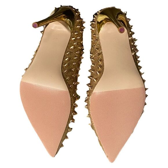 Stilettos – Size 38 VEOWALK Gold Sparkle & Spike 6” Heels - Picture 5 of 5